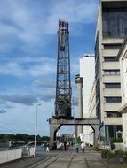 harbour crane on waterfront, germany, düsseldorf