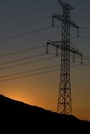 Electric pole at sunset time
