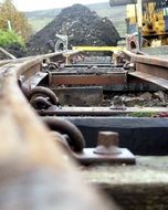 rails on the railway closeup