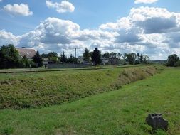 distant village on Green plain