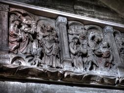 religious sculptures on the facade of the church