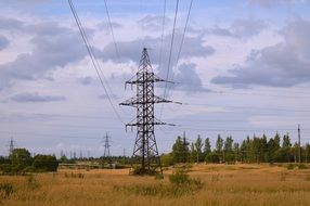 power lines among the field in Russia