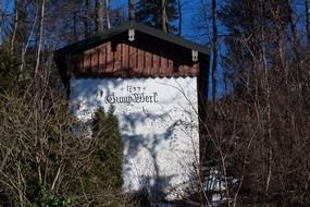 white cottage in the forest