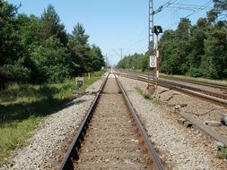 railroad tracks on a background of nature