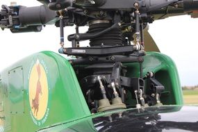 detail of green helicopter close up