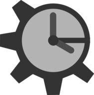 gear with clock, mechanism, grey symbol