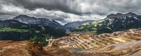 panoramic view of a quarry for mining