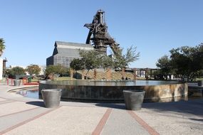 fountain in an industrial park