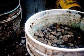 bucket of stones