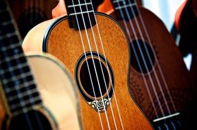 guitars of different colors in the store