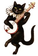 vintage photos of a cat with a guitar