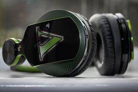 big green headphones