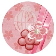 pink label with decorative bow
