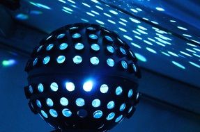 ball with blue light in a disco