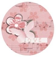 pink decorative label with a butterfly