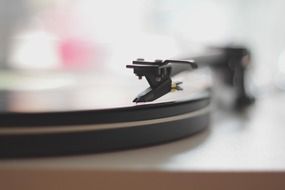 turntable for vinyl discs close up