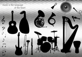 variety of musical instruments in the picture