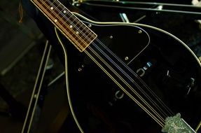 black guitar in the studio