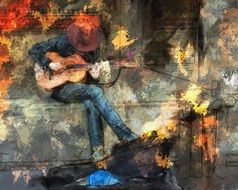 Abstract drawing of guitarist