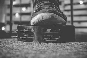 guitar musician's shoe on stage