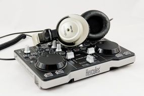 technical device DJ with headphones