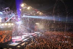 panorama of a bright rock concert