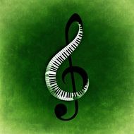 music clef with piano keys