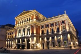 illuminated building in Vienna