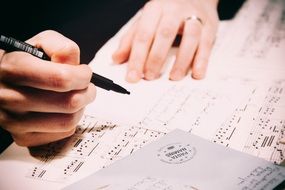 Writing a song on paper