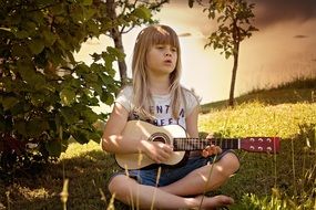 girl with small guitar