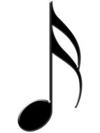 black musical note with a double tail