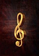 Golden treble clef on a brown background