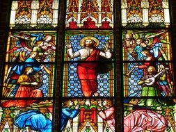 image of Christ and the angels in the stained-glass window