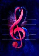 pink treble clef as a colorful illustration