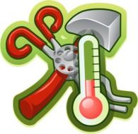 hand tools and thermometer, icon