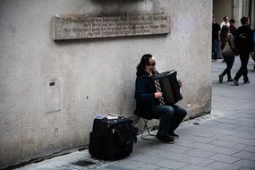 street musician on accordion