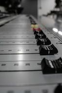 gray mixing console close up