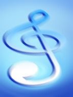 treble clef on blue background