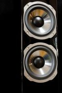 audio speakers on black background