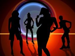 silhouettes of dancing girls