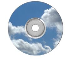 clouds and blue sky painted on a disk