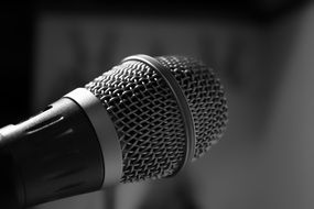 black and white photo of microphone close up