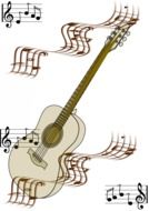 white guitar and music notes, drawing