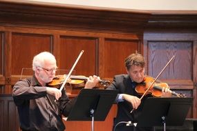 two violinists at a concert