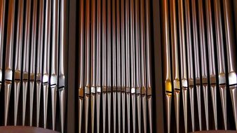 church organ in basilica close-up