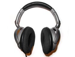 silver audio headphones