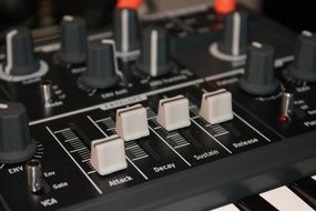 control buttons on the a synthesizer