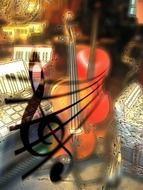 treble clef on voloncheli background