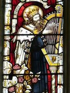 biblical story on stained glass window
