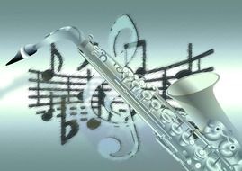 Image of saxophone on the background music